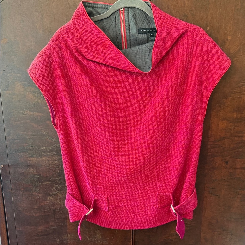 Marc by Marc Jacobs Bright Pink Sleeveless Funnel Neck Sweater Vest